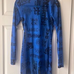 Fashion Nova Black and Blue Graphic Dress